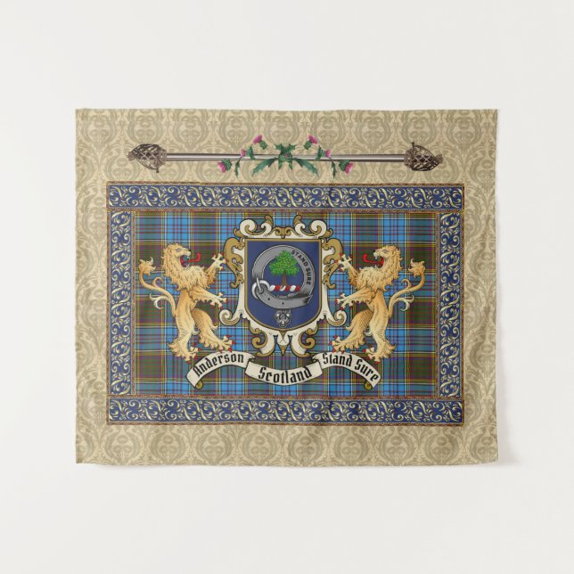 Anderson Clan Badge & Tartan avec Tapisserie Lions (Devant (Horizontal))