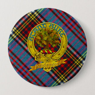 Anderson Clan Tartan & Motif 4 Inch Round Button
