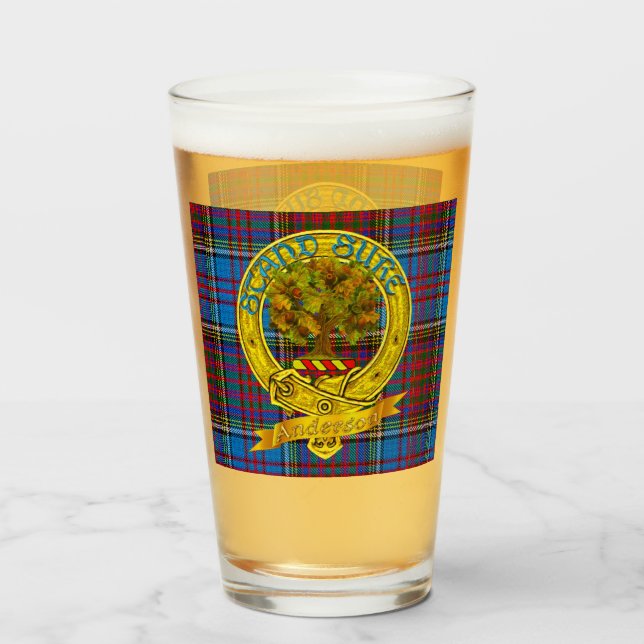 Anderson Clan Tartan & Motif Glass (Front Filled)