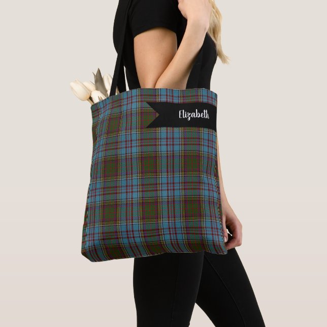 Anderson Clan Tartan Plaid Pattern Scottish Tote Bag (Close Up)