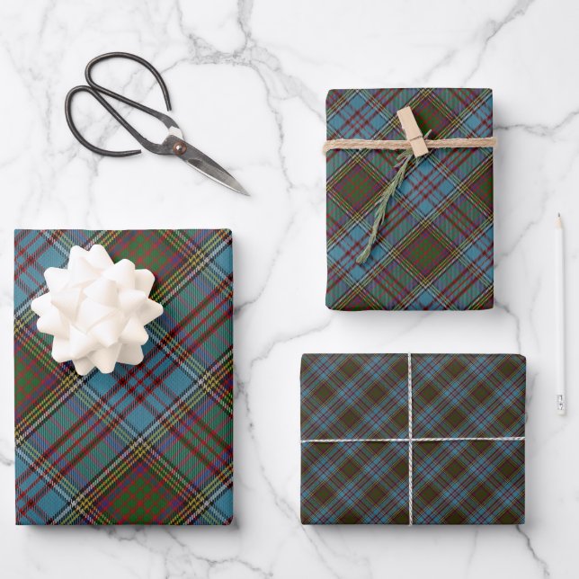 Anderson Clan Tartan Plaid Pattern Scottish Wrapping Paper Sheet (Front)