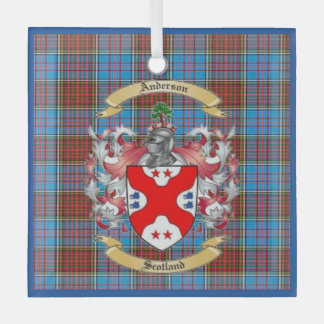 Anderson Crest w/ Anderson Tartan ChristmaOrnament Glass Ornament