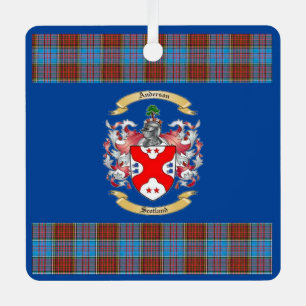 Anderson Crest w/ Anderson Tartan* Metal Ornament