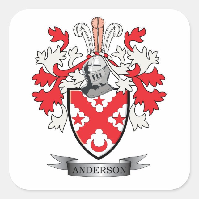 Anderson Family Crest Coat of Arms Square Sticker (Front)