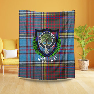 Anderson Scottish Clan Tartan & Crest Fleece Blanket