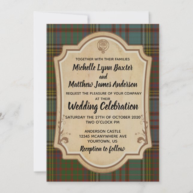Anderson Tartan Faire-part de mariage (Devant)