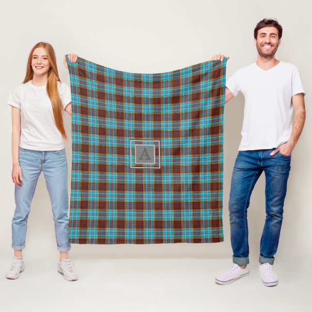 ANDERSON TARTAN Monogram Letter A Fleece Blanket (In Situ)