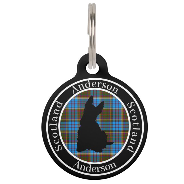 Anderson Tartan & Scottie Dog Personalized  Pet Tag (Front)