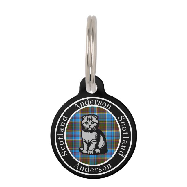 Anderson Tartan & Scottish Kitty Personalized  Pet Tag (Front)
