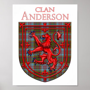 Anderson Tartan Scottish Plaid Lion Rampant Poster