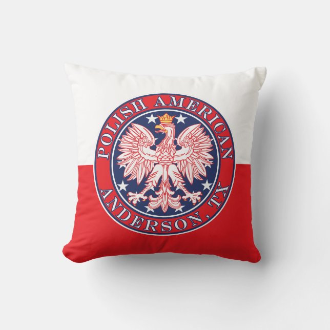 Anderson Texas Polish American Eagle Throw Pillow (Front)