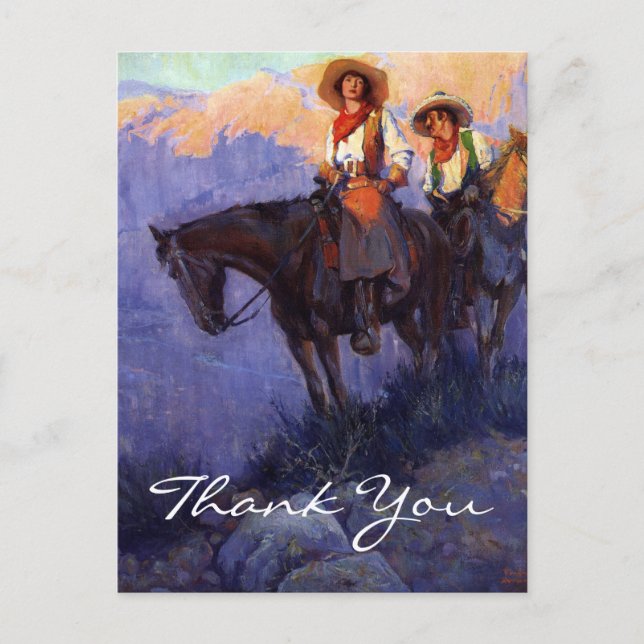 Anderson's Man and Woman on Horses Postcard (Front)