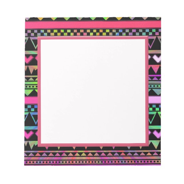 Andes Aztec Tribal Native Geometric Tie Die Neon Notepad (Front)
