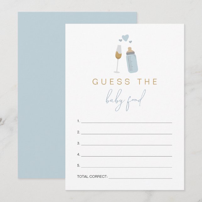 ANDI Blue Poppin' Bottles Guess the Baby Food Game Invitation (Front/Back)