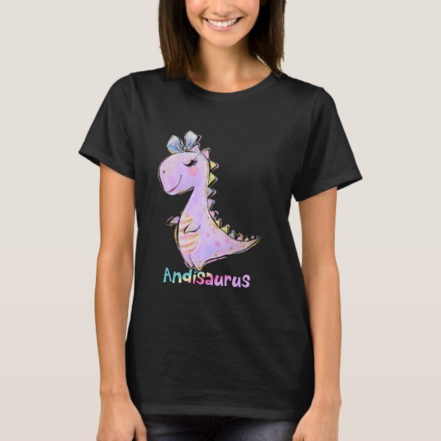 Andi Name Shirt Girl Dinosaur Birthday Andrea Andi (Front)