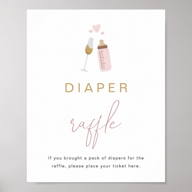 ANDI Pink Poppin' Bottles Baby Diaper Raffle Game Poster (Front)