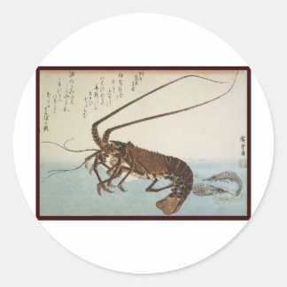 Ando Hiroshige Sheet Lobster and Shrimps Classic Round Sticker