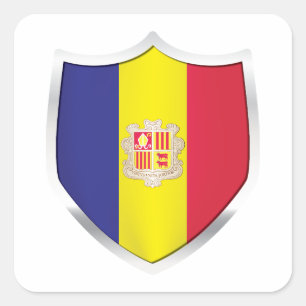 Andora Silver Shield Flag  Square Sticker