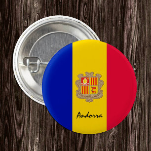 Andorra button, patriotic Andorran Flag fashion 1 Inch Round Button
