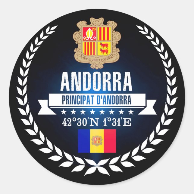 Andorra Classic Round Sticker (Front)