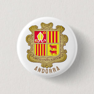 Andorra coat of arms 1 inch round button