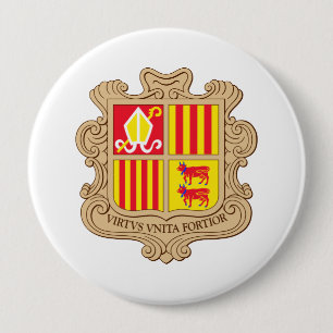 Andorra Coat of Arms 4 Inch Round Button