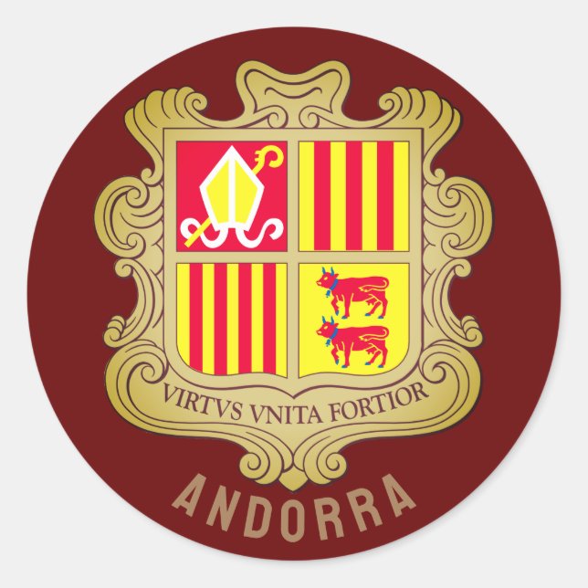 Andorra coat of arms classic round sticker (Front)
