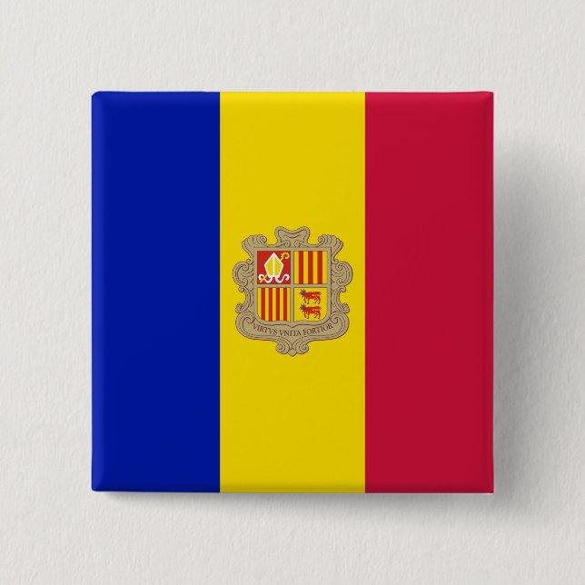 Andorra Flag 2 Inch Square Button (Front)