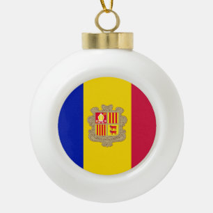Andorra Flag Ceramic Ball Christmas Ornament
