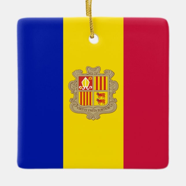 Andorra Flag Ceramic Ornament (Front)
