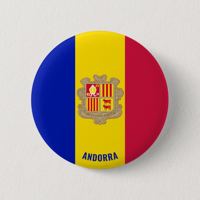 Andorra Flag Charming Patriotic 2 Inch Round Button (Front)