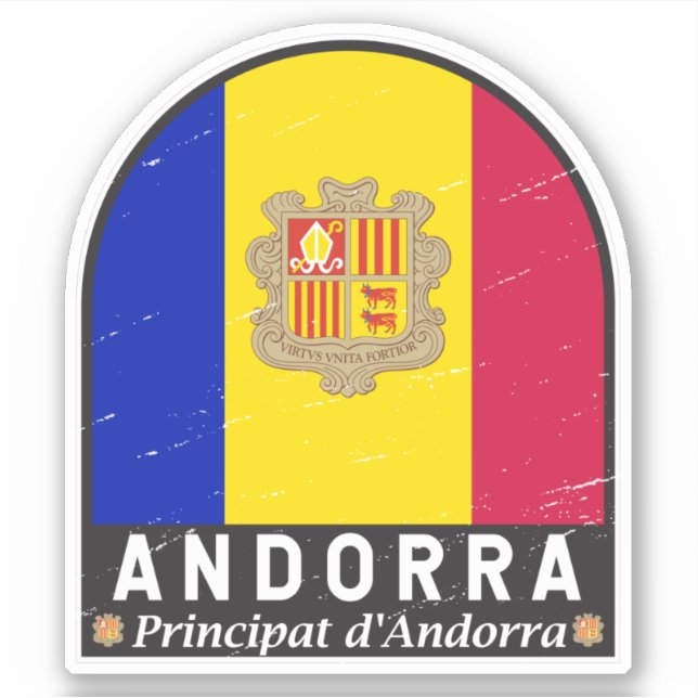 Andorra Flag Emblem Distressed Vintage (Front)