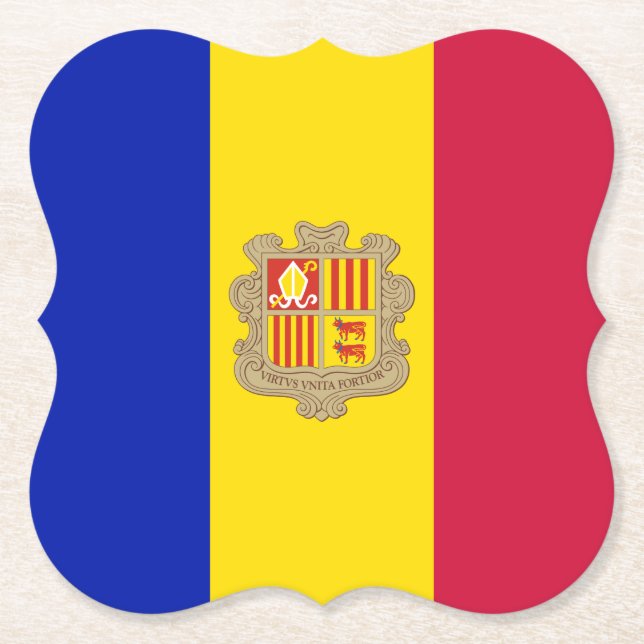 Andorra Flag Paper Coaster (Front)