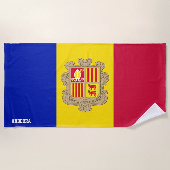 Andorra Flag Splendid Patriotic Beach Towel (Front)