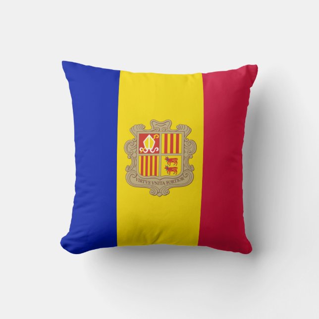 Andorra Flag Throw Pillow (Front)