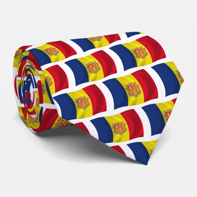 Andorra Flag Tie (Rolled)