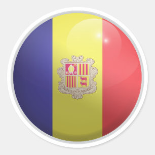 Andorra Glossy Circle Flag Classic Round Sticker