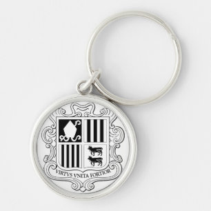 Andorra National Coat of Arms Graphic Art Keychain