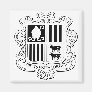 Andorra National Coat of Arms Graphic Art Magnet