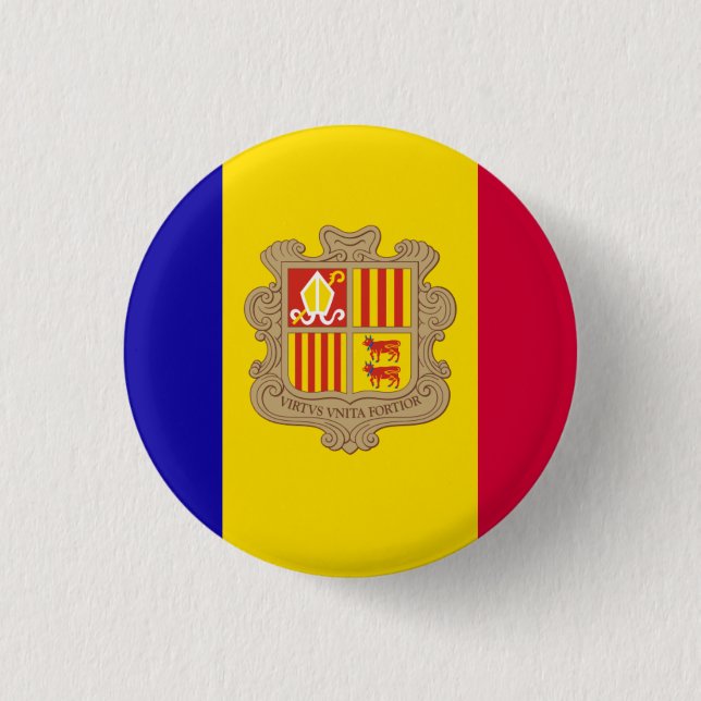Andorra National Flag 1 Inch Round Button (Front)