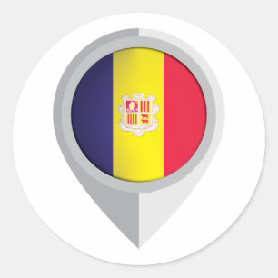 Andorra Pin Location Flag Classic Round Sticker