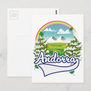 Andorra retro travel logo postcard