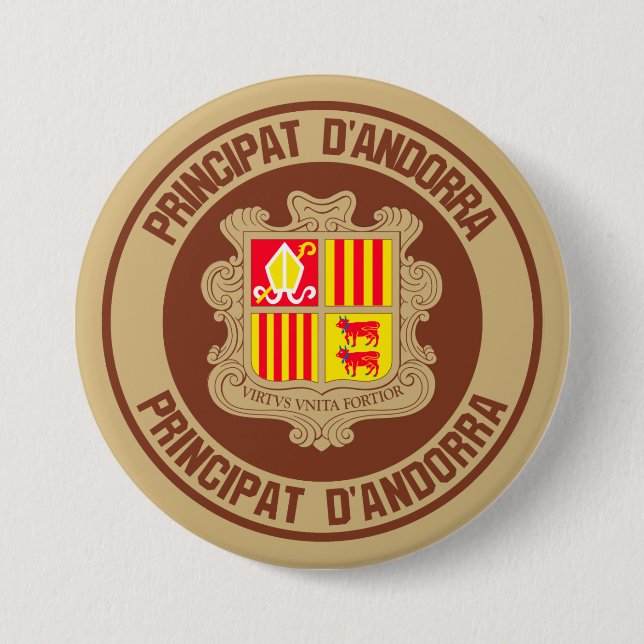 Andorra Round Emblem 3 Inch Round Button (Front)