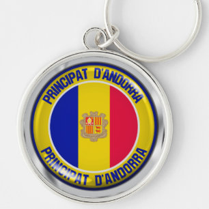 Andorra Round Emblem Keychain