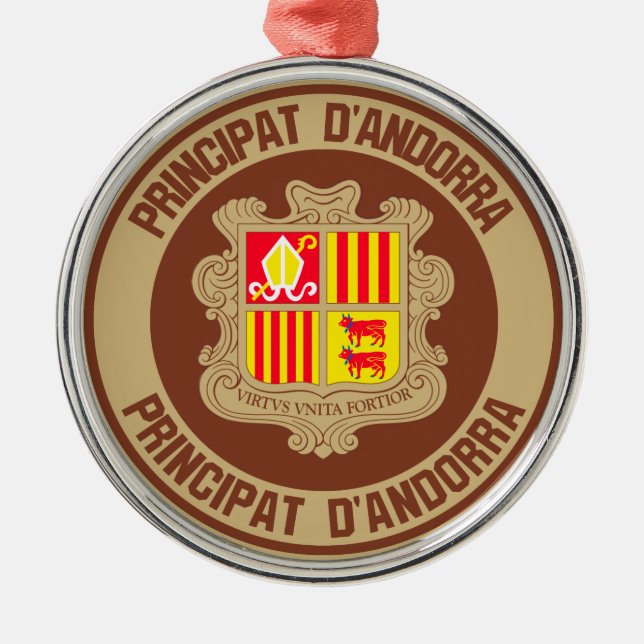 Andorra Round Emblem Metal Ornament (Front)
