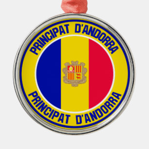 Andorra Round Emblem Metal Ornament