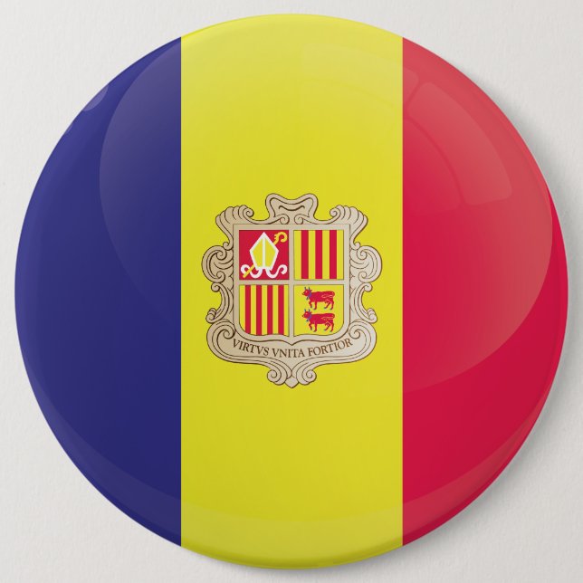 Andorra  Round Icon Flag 6 Inch Round Button (Front)