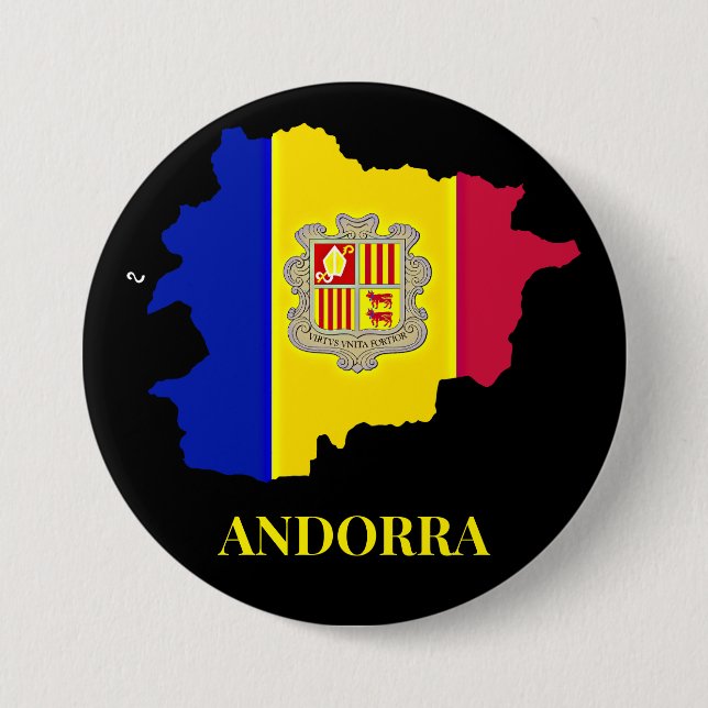 Andorra Silhouette, flag, 3 Inch Round Button (Front)