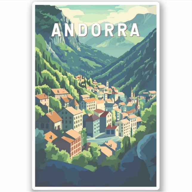 Andorra Travel Art Vintage (Front)