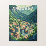 Andorra Travel Art Vintage Jigsaw Puzzle<br><div class="desc">Andorra vector artwork design. Andorra is a tiny,  independent principality situated between France and Spain in the Pyrenees mountains.</div>